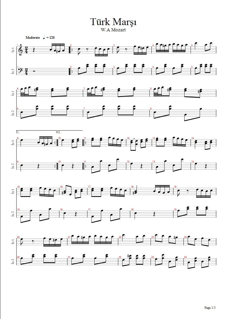 Türk Marşı - Turkish March (Rondo Alla Turca) Piano Sonata No. 11 K. 331 4
